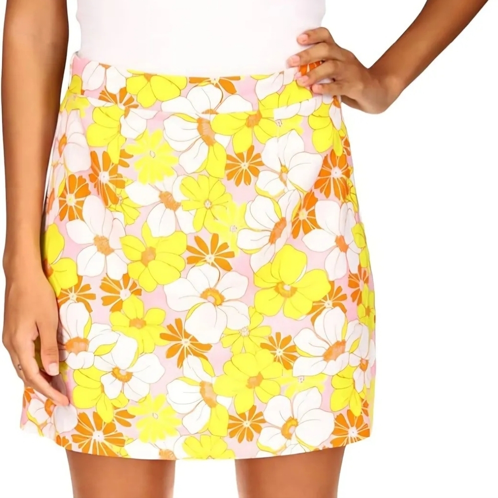 NWOT Sanctuary Everywhere Skirt Linen Blend Miniskirt Large Floral Retro